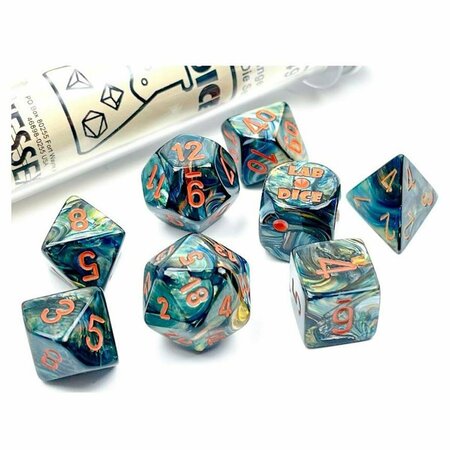 TIME2PLAY Tube Lab Lustrous Dice, Alpestis Orange - Set of 7 TI3295287